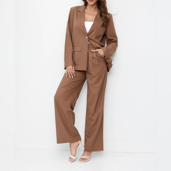 #500 🛑68 S,M,L HIGH END FABULOUS Linen Blazer & Pants 2pc Set - Picture 1 of 12
